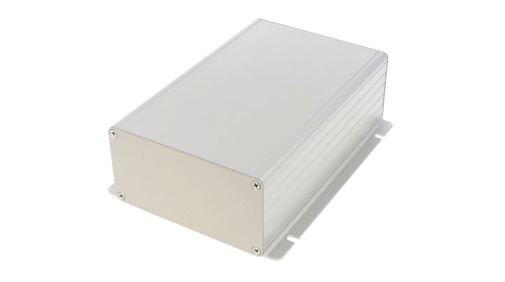 Enclosure with Integrated Flanges, Extruded Aluminium, 160x123x53mm, Clear Anodized, IP54
