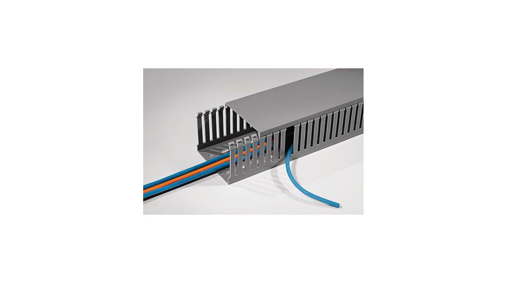 Panel Trunking, 20 x 37.5mm, 2m, Polyvinylklorid (PVC), Grå, Paket med 16 delar