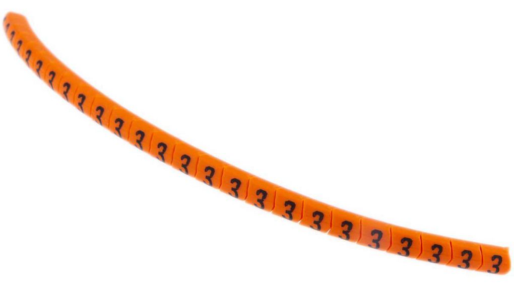 Cable Marker, Pre-printed, PVC, Black on Orange, Pack of 250 pieces