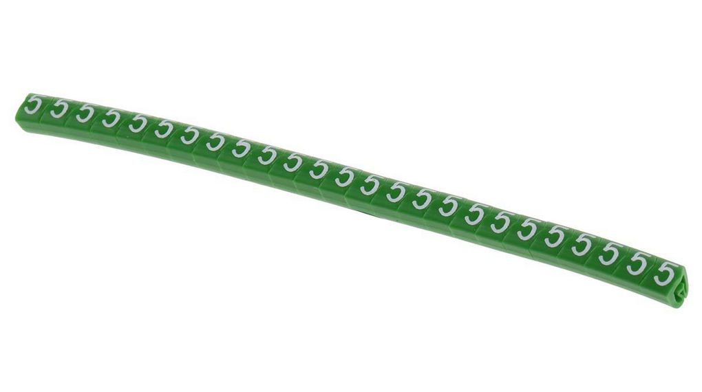 Cable Marker, Pre-printed, PVC, White on Green, Pack of 250 pieces