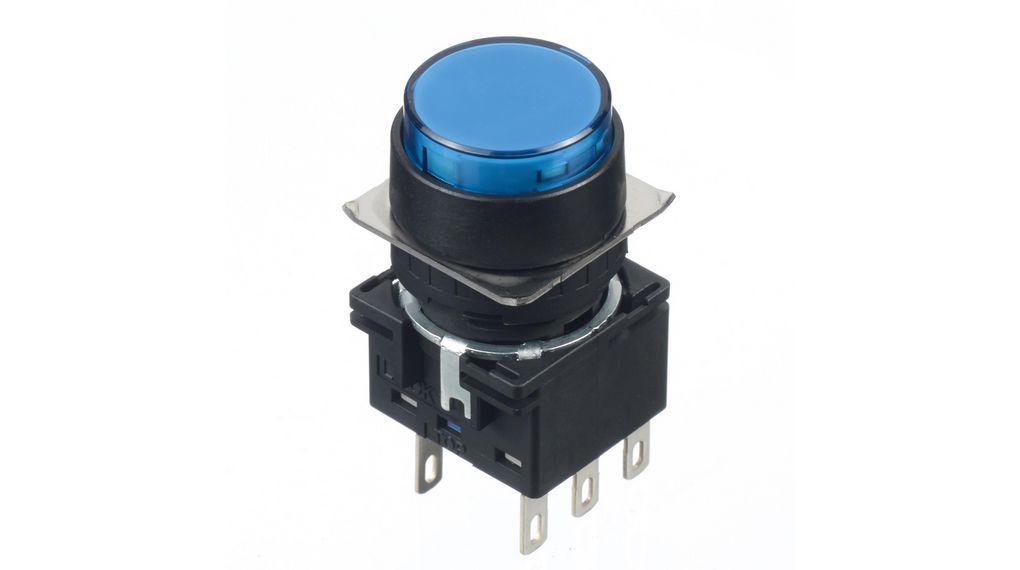 Pushbutton Switch Momentary Function 2CO Panel Mount Black / Blue