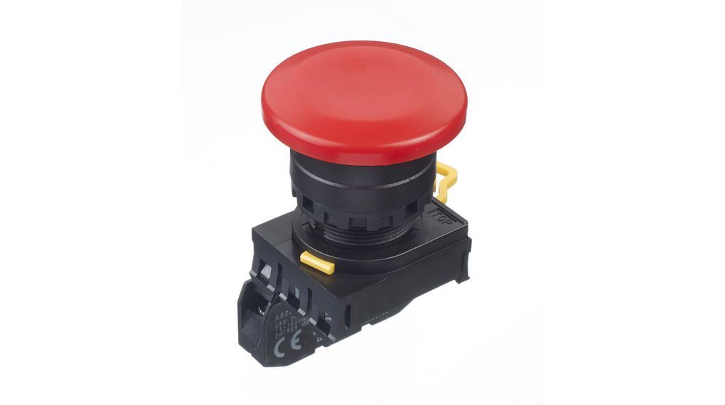 Pushbutton Switch Momentary Function 1NO Panel Mount Black / Red