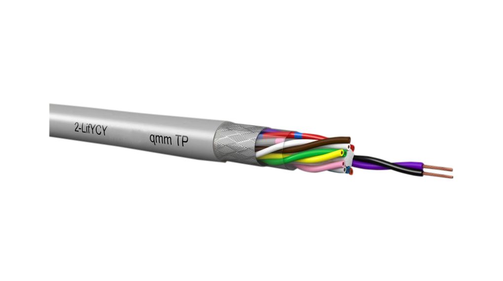 Meeraderige kabel PVC 8x2x0.08mm² Blank koper Grijs 100m