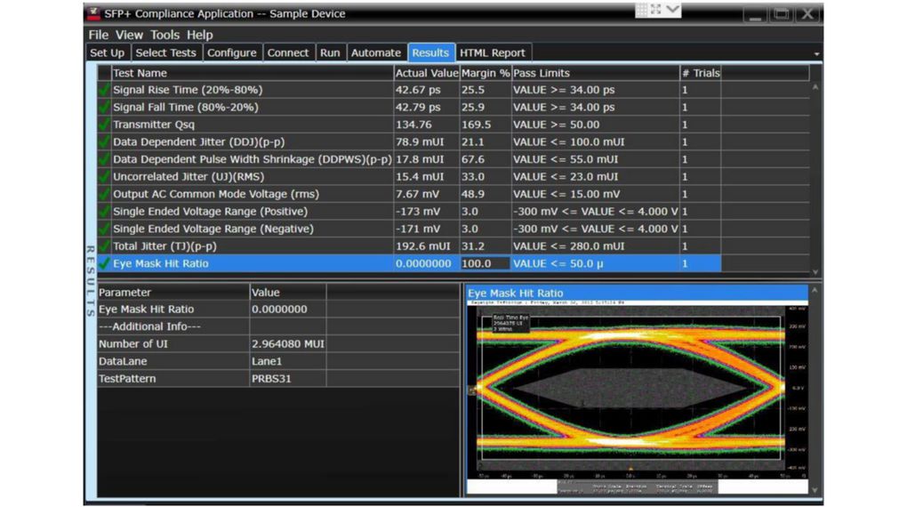 Compliance Test Software for Infiniium Series Oscilloscopes, Node-locked, SFP+ / QSFP+