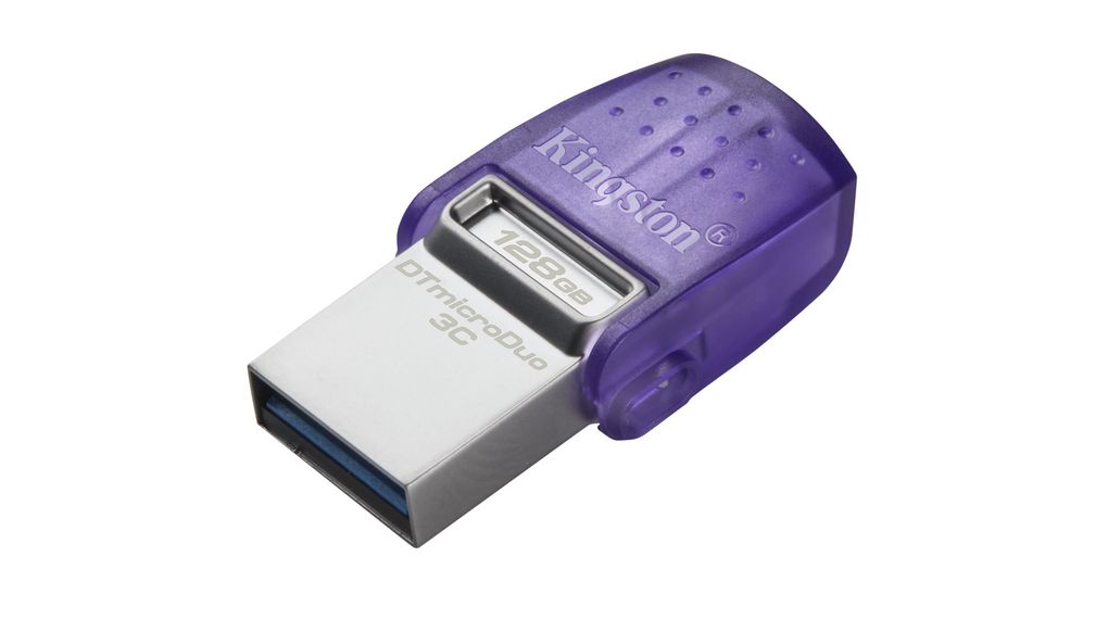 USB Stick, DataTraveler microDuo 3C, 128GB, USB 3.1, Silver / Purple