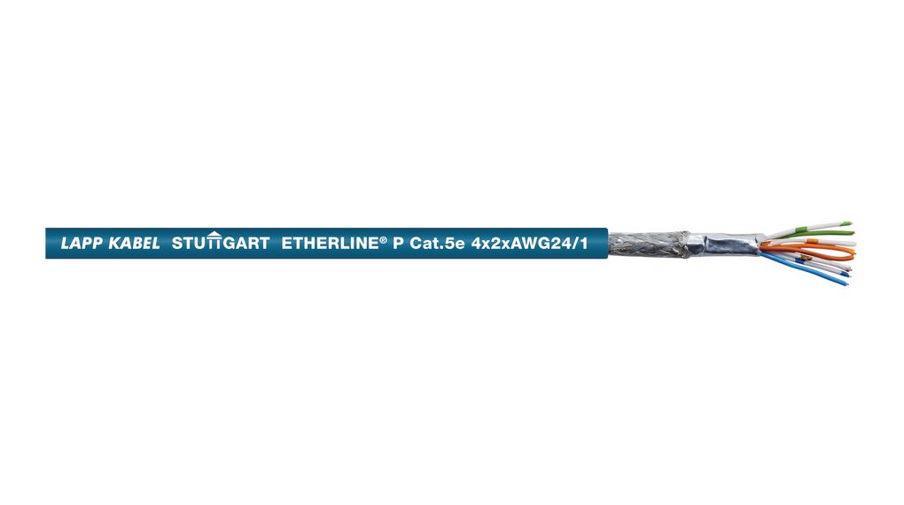 ETHERLINE P 4X2XAWG24/1 | Lapp Polyuretan (PUR) 4x2x0.25mm² SF/UTP Blå 50m | Elfa Distrelec Danmark