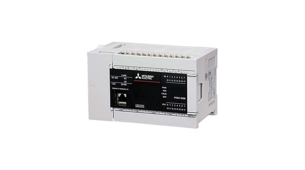 Mitsubishi FX5U Series PLC CPU for Use with MELSEC IQ-F Series IQ Platform-Compatible PLC, Relay, Transistor Output, 16-Input, Sink, Source Input