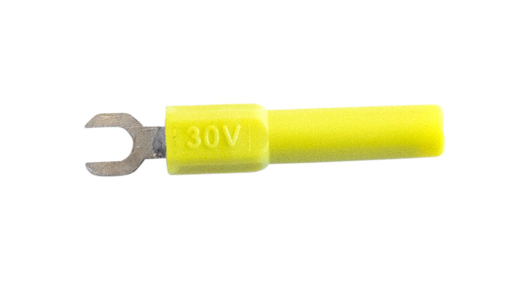 Connecteur à fourche, Spade Connector / Fiche banane, 4 mm, Jaune