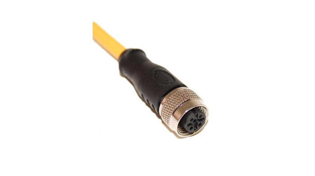 Cordset, M12 Socket - Bare End, 5 Conductors, Straight, 5m, Yellow