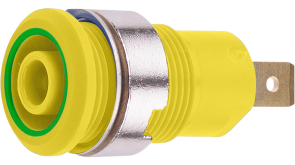 Safety socket, Green / Yellow, Gold-Plated, 1kV, 24A