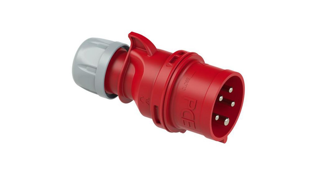 CEE Plug SHARK, Red / White, 5P, Cable Mount, 2.5mm², 16A, IP44, 400V