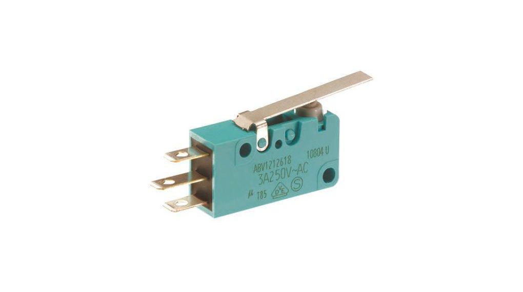 Micro Switch ABV, 3A, 1CO, 1.18N, Hinge Lever