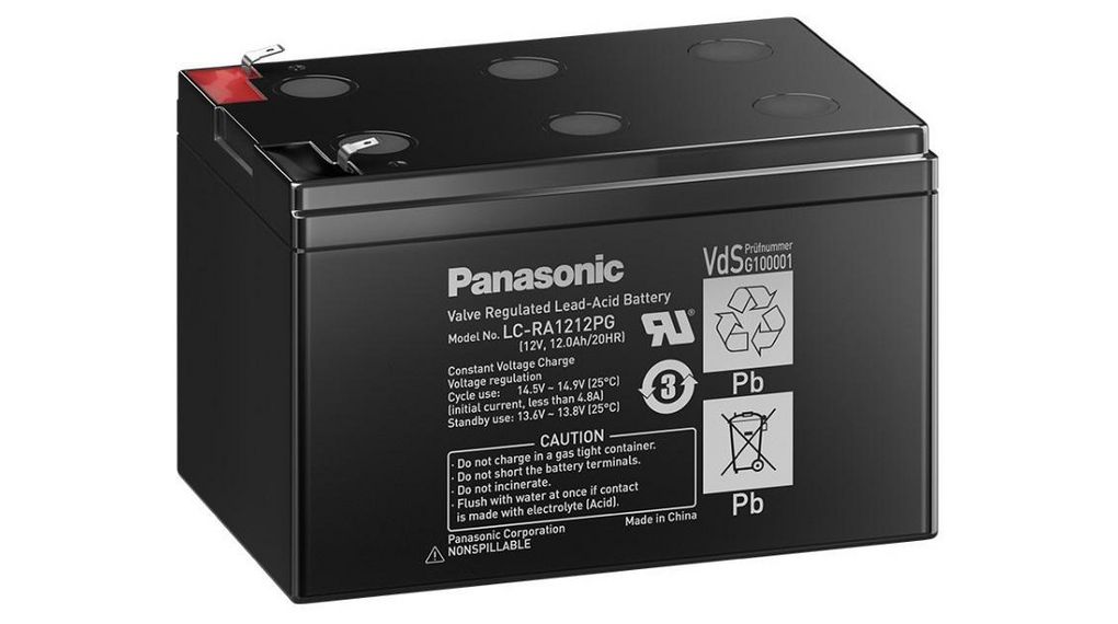 LC-RA1212PG1, Panasonic Industry Europe Batteria ricaricabile,  Piombo-acido, 12V, 12Ah, Spina piatta, 6.3 mm