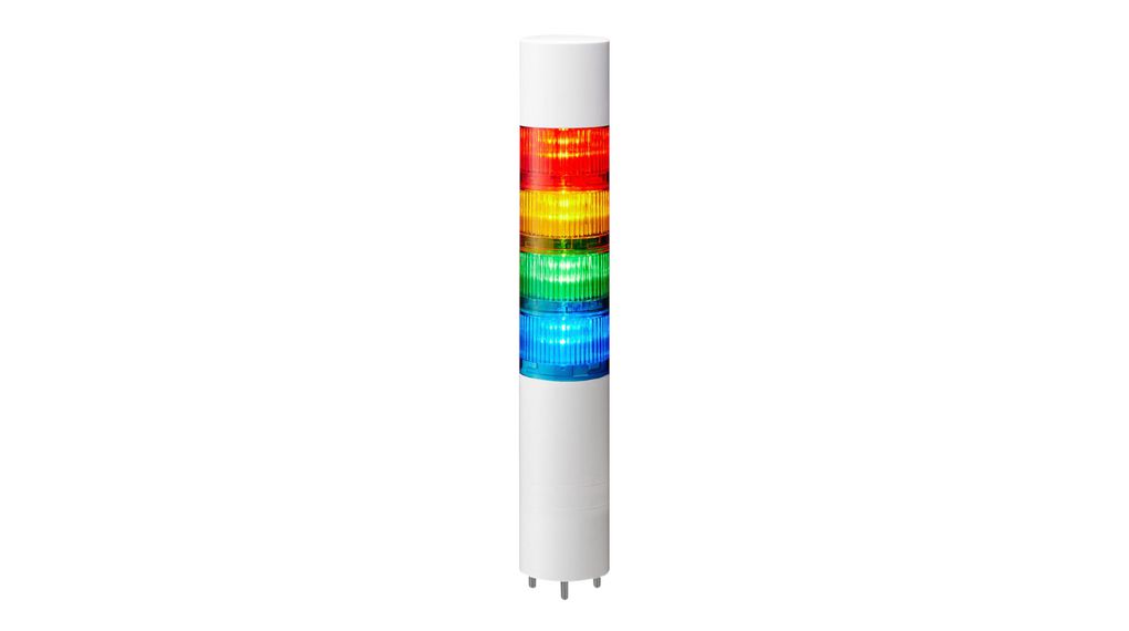 Signal Tower with Buzzer Blue / Green / Red / Yellow 430mA 24V LR6 Surface Mount IP67 / IP69K Connector, M12