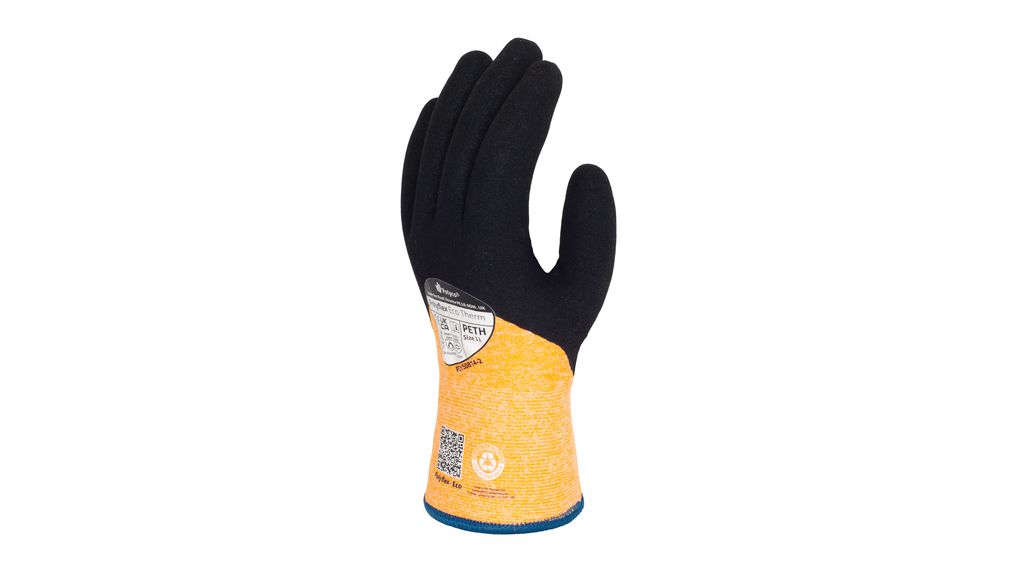 Schutzhandschuhe, kältebeständig, Latex / Polyethylenterephthalat (PET), Handschuhgrösse 10, Schwarz / Orange, Pack of 60 Pairs