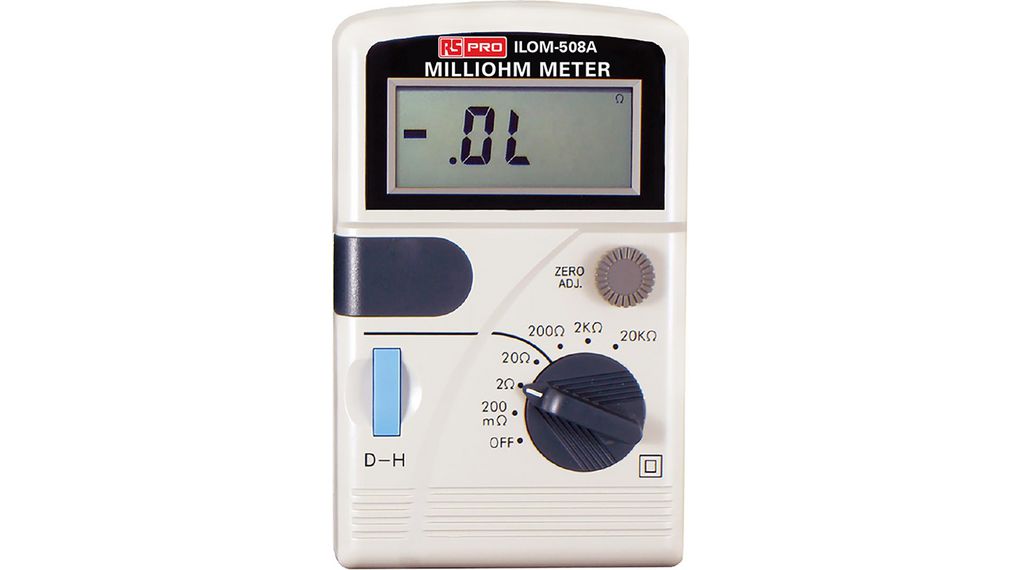 Handheld Ohmmeter, 20000 Ohm Max, 100uOhm Resolution, 4 Wire