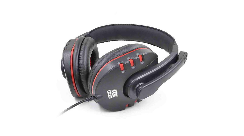 Black, Red Wired Over Ear Headset, Schwarz / Rot