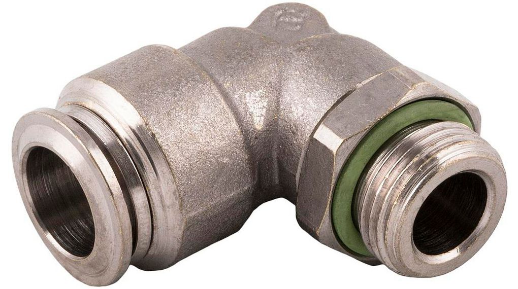 Nickel Plated Brass Male Pneumatic Elbow Threaded-to-Tube Adapter, 1/8 in Male 6mm Threaded, Tube