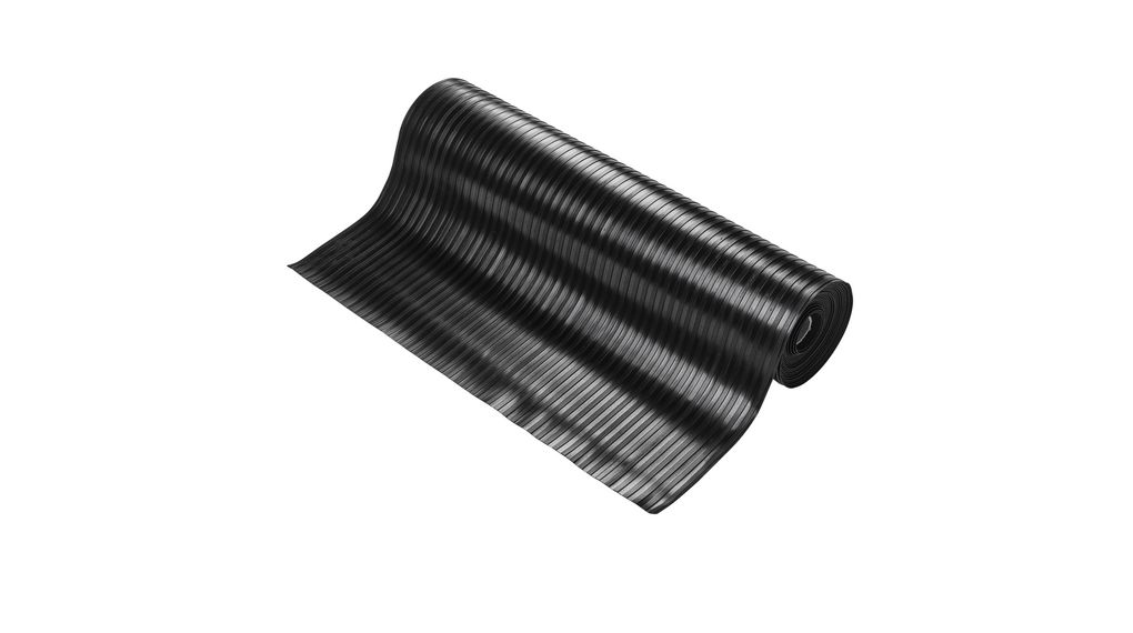 Coba Europe Black Anti-Slip Natural Rubber Mat, Wide Fluted Ribs Finish 10m x 0.9m x 3mm