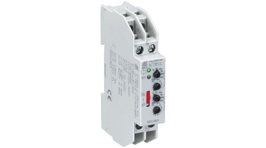 Dold IK7817N Series DIN Rail Mount Timer Relay, 12 → 240V ac/dc, 1-Contact, 0.03 → 300 min, 0.06 →