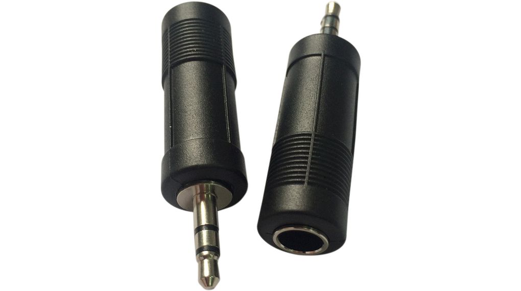Stereo Audio Adapter, Straight, 3.5 mm Plug - 6.3 mm Socket