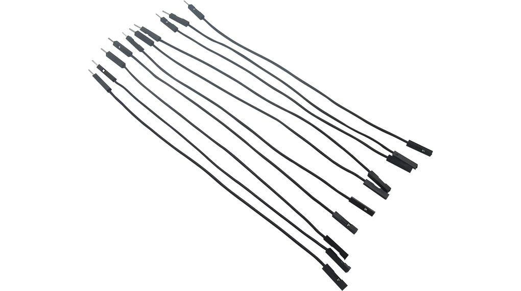 Jumper Wire, Male to Female, Pack of 10 pieces, 150 mm, Black