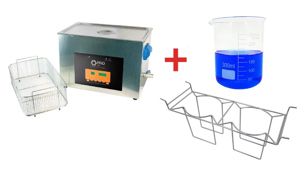 Bundle: Ultraschall-Reinigungsbehälter 27 L 500 W + Korb für Reinigungsbecher + Reinigungsbecher 300 ml