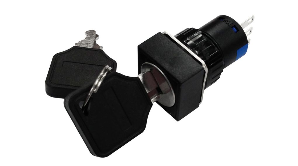 Industrial Keylock Switch 16mm 1CO 220 VAC 2-Pos 90° ON-ON