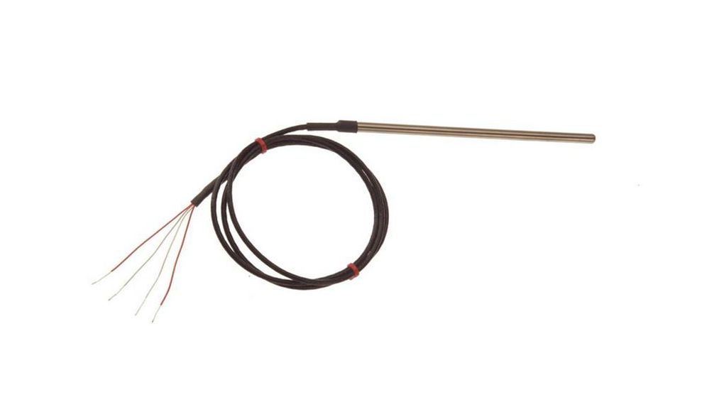 Weerstandsthermometer 6 mm 300mm Class B 100Ohm 250°C 1x Pt100, 4-draads circuit PTFE
