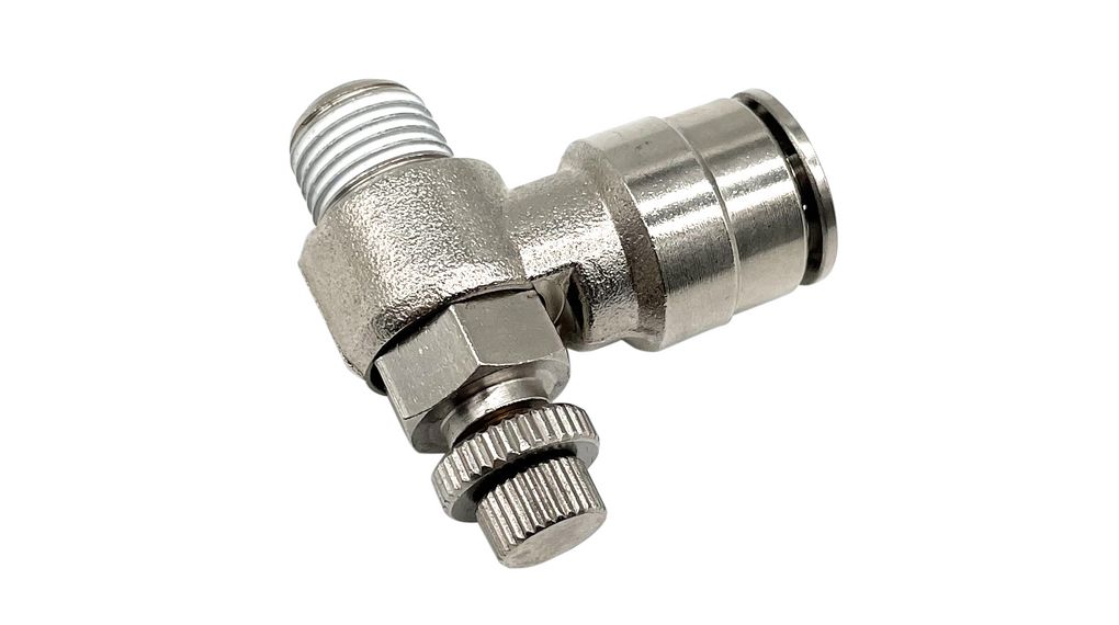 Flow Control Fitting, Stainless Steel, R1/8", Ø8 mm, Screw, 27.5mm