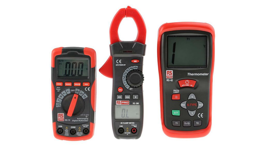 Digital Multimeter, Clampmeter and Digital Thermometer Kit, 10A, 20MOhm