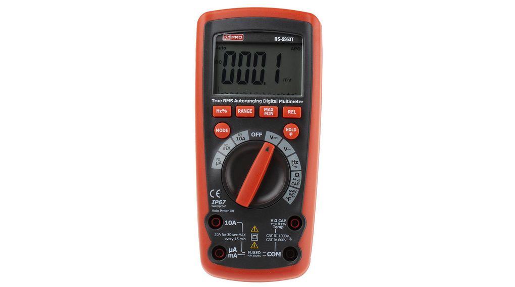 1469097 | RS PRO Multimeter, digital True-RMS 1kV 10A 9MHz 60MOhm ...