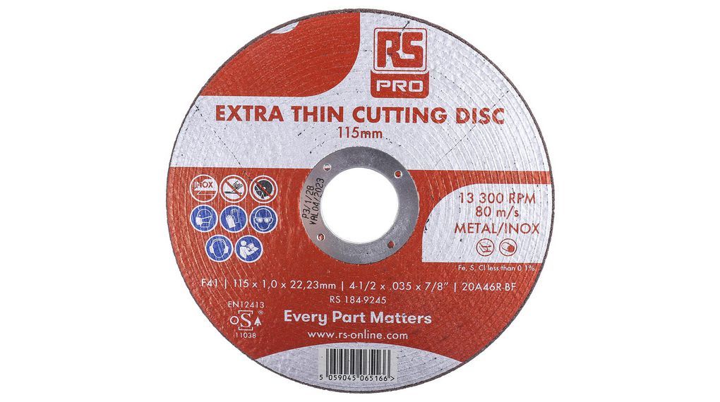Extra Thin Cutting Disc, 115mm, 80m/s, 10 ST