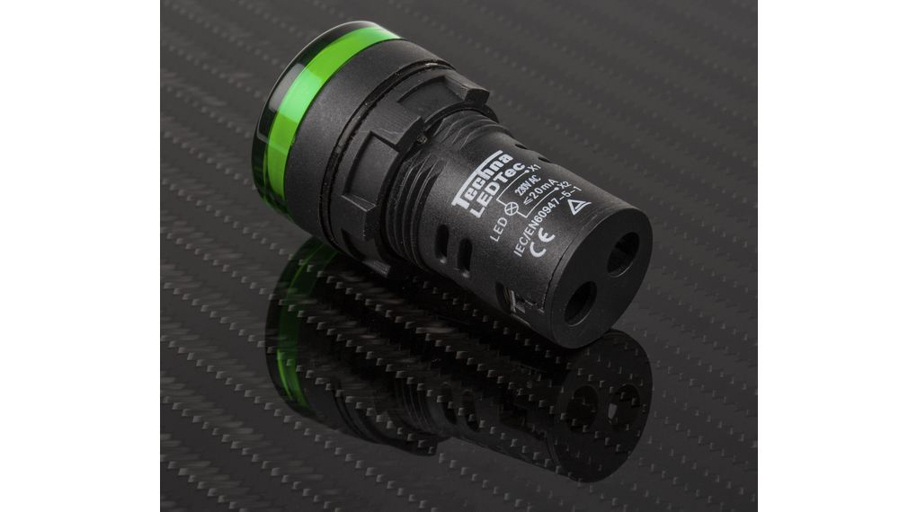 LED-indikator Skrueklemme Grønn AC 230V 22mm