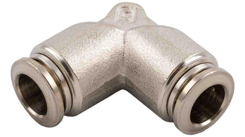 L-Fitting, Ø8 mm, Push-In Connector, Ø8 mm, Push-In Connector, Brass, 22.5mm, Pack of 10 pieces
