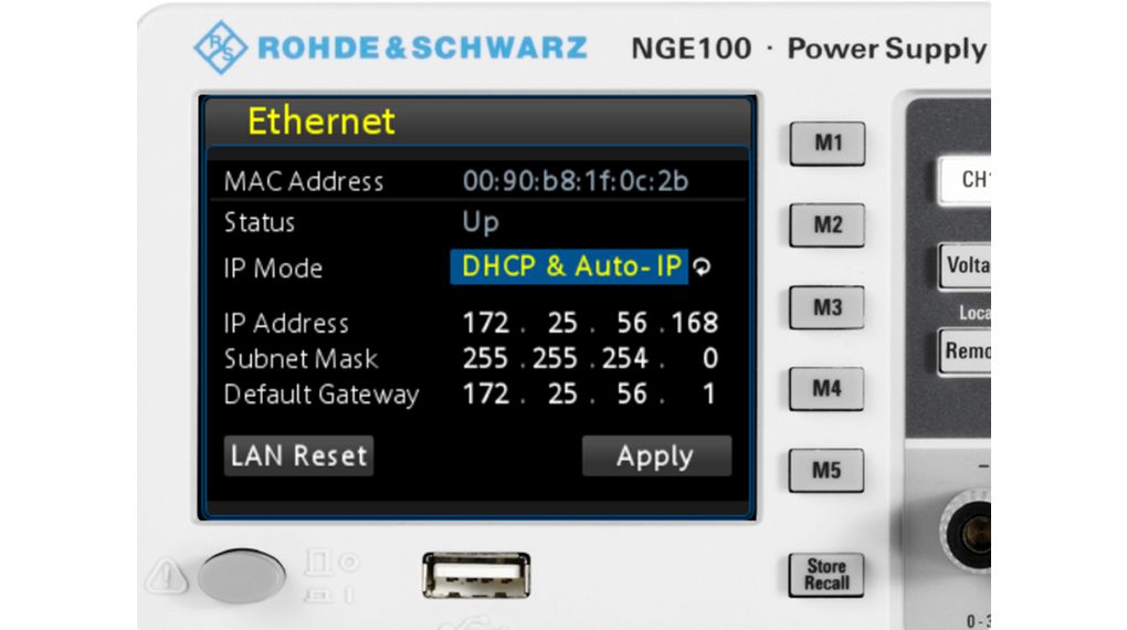 Ethernetin etäohjaus - R&S NGE100 Power Supply