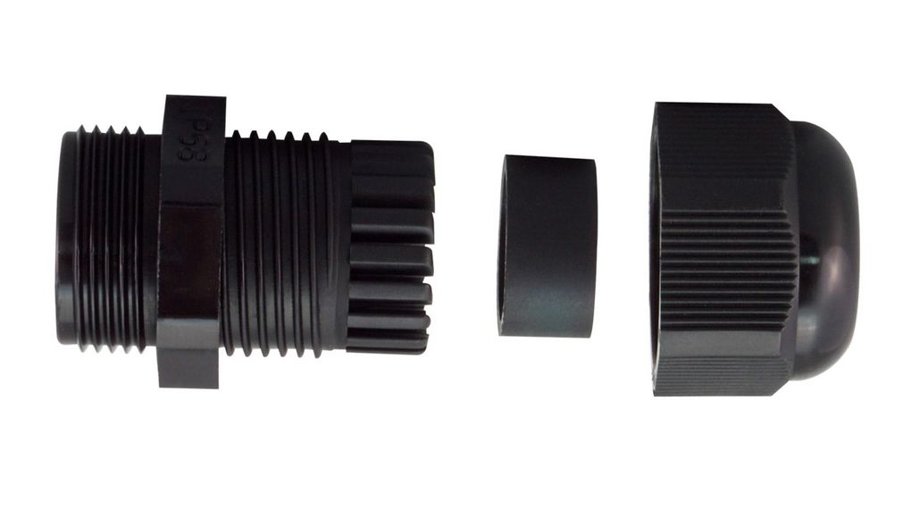 Cable Gland, 6 ... 12mm, PG13.5, Polyamide 6.6, Black, Pack of 5 pieces