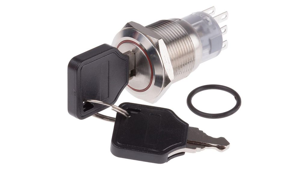 Key-Operated Switch 2CO 250 V 3-Pos 45° Latching Function