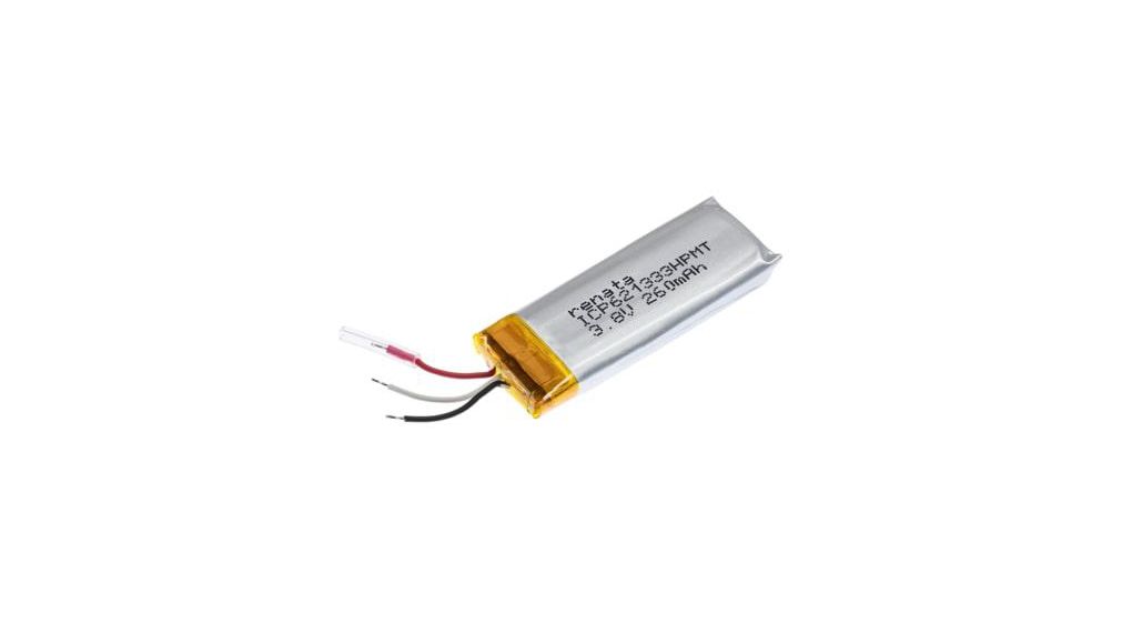 ICP Rechargeable Battery Pack, Li-Po, 3.8V, 270mAh, Wire Lead