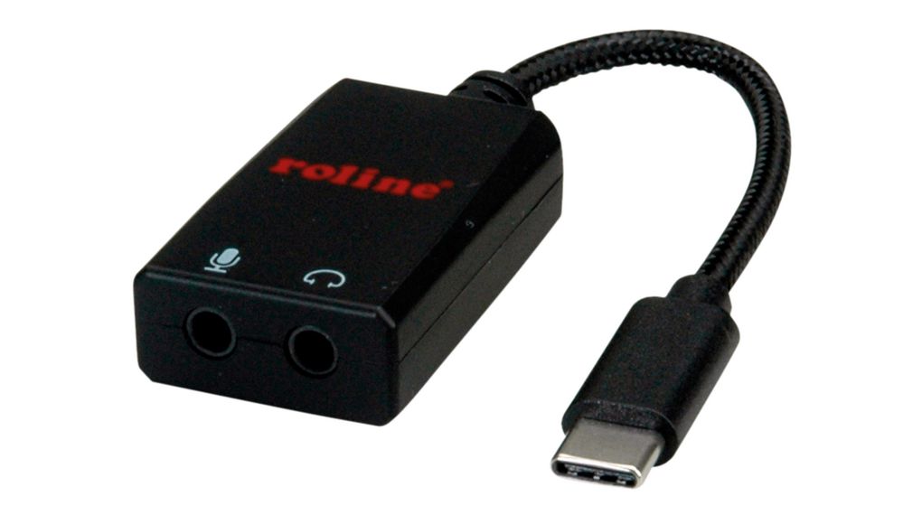 Převodník zvuku a mikrofonu, Rovný, Zástrčka USB-C - 2x zásuvka 3,5 mm