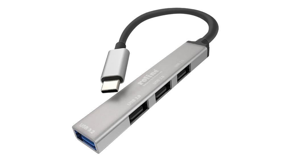 USB-hub, USB-C csatlakozó, 2.0 / 3.0, USB Ports 4, USB-A aljzat