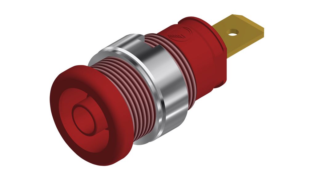 Safety socket, Red, Gold-Plated, 1kV, 32A