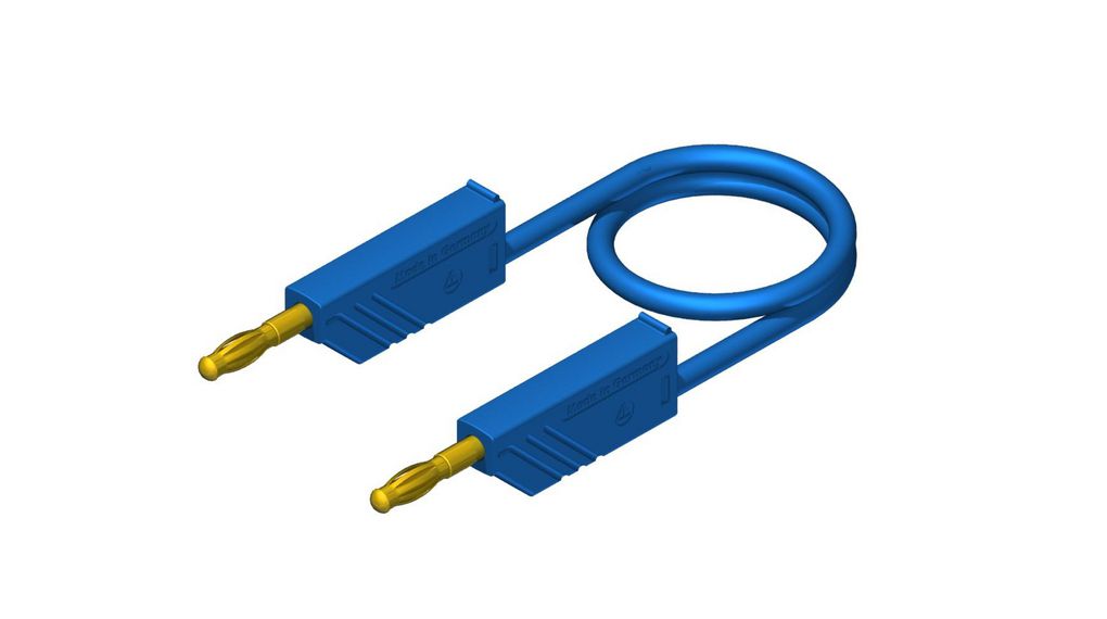 Laborkabel Polyamid 32A Messing, vergoldet 500mm Blau