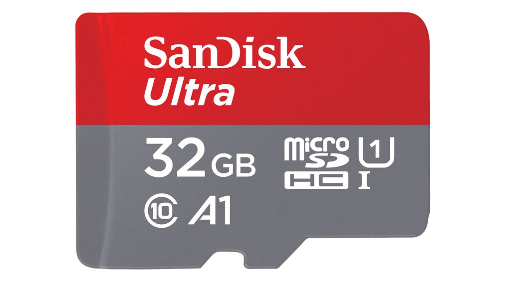 Minnekort, microSD, 32GB, 120MB/s, Grå / Rød