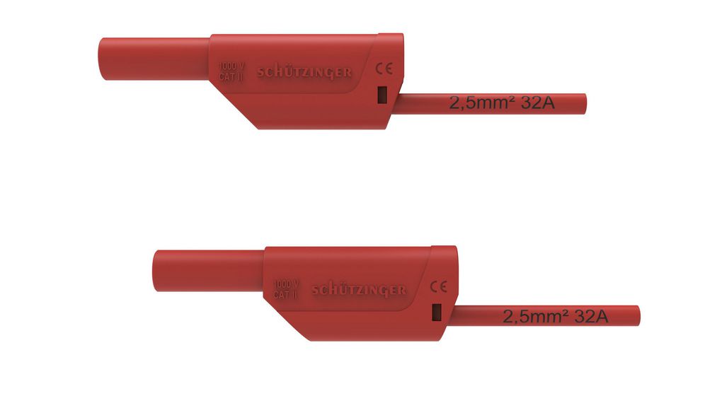 Bezpečnostní zkušební vodič Polyamid 6,6 32A Poniklovaná 1m 2.5mm² Červený