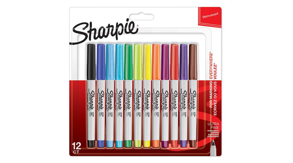 Marker Pen, Multicoloured, Permanent, Ultra Fine, 12pcs