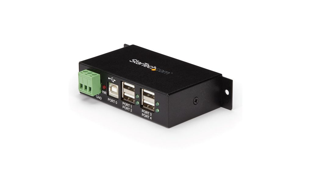 Industrieller USB-Hub mit ESD-Schutz, 4x USB-A-Buchse, 2.0, 480Mbps