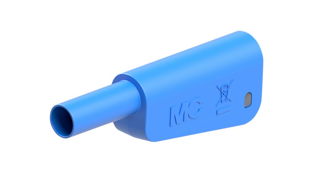 Banaanstekker Niet-geïsoleerd Omhuld Stapelbaar 4 mm Koperlegering Goud 1kVAC 1kVDC 32A Solderen Blauw