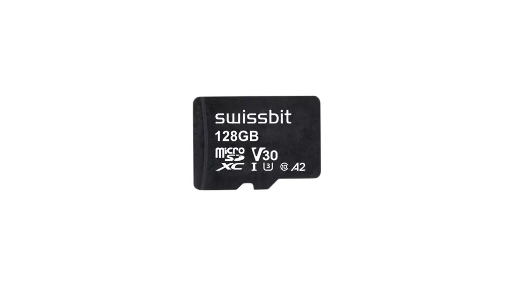 Industriellt minneskort, microSD, 128GB, 97MB/s, 33MB/s, Svart