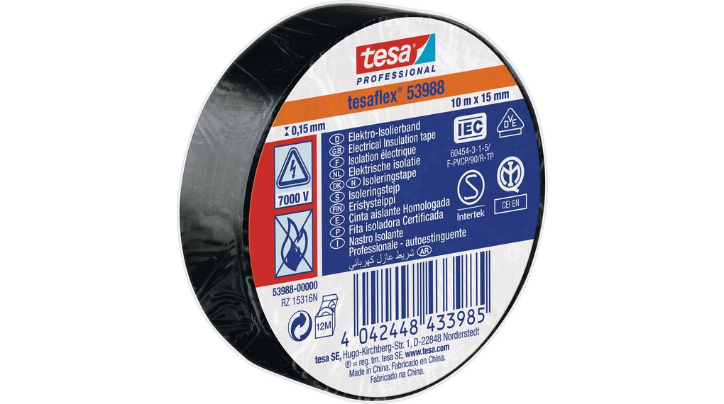 Izolační páska z měkkého PVC 15mm x 10m Černá